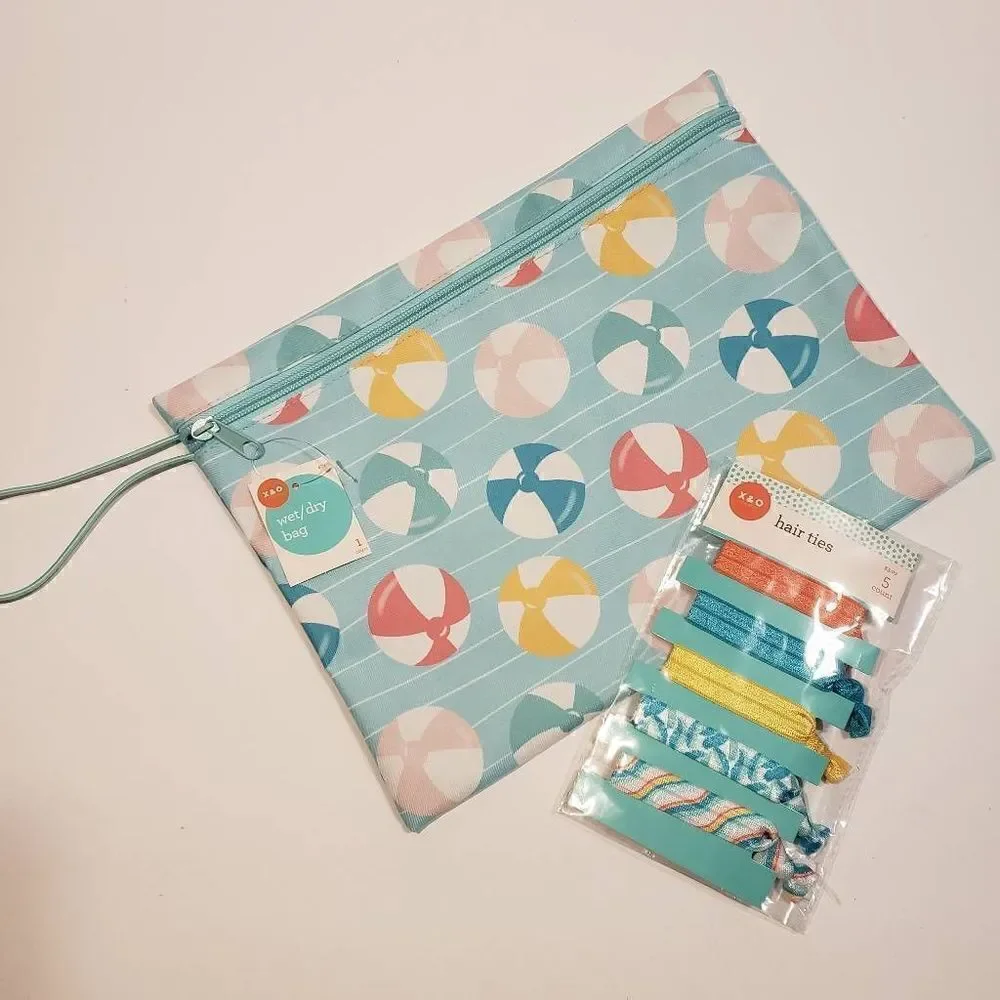 3 For $15 Swim suit wet bag and coordinating hair ties